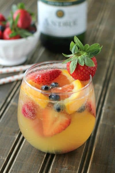 Crisp, refreshing white wine sangria! Perfect for anytime of year!
