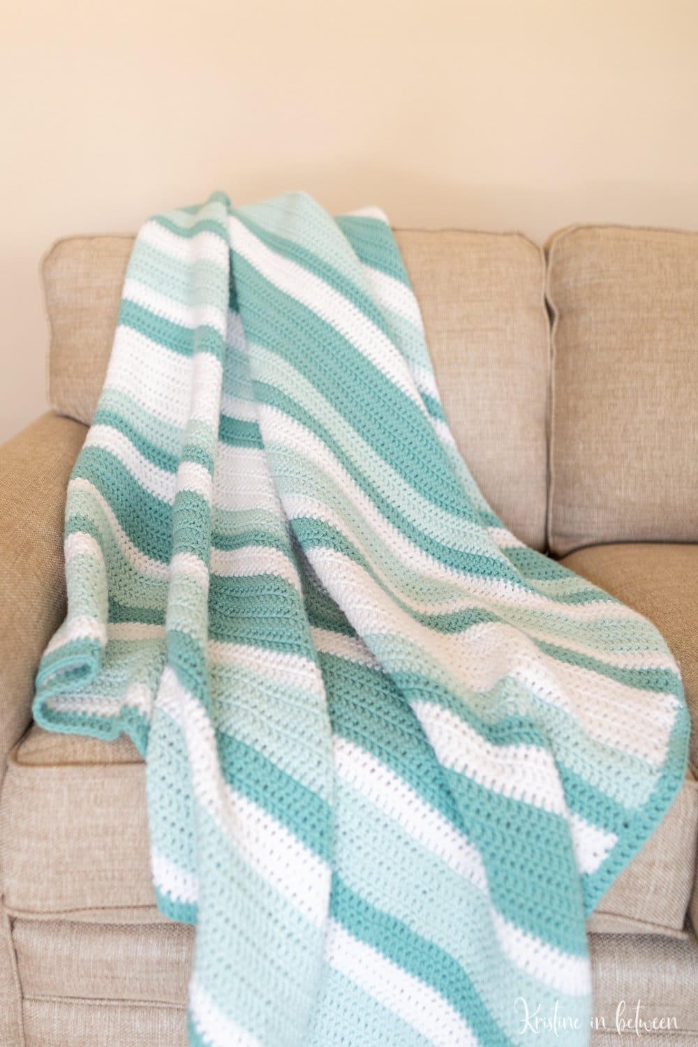 Crochet Blue and Gray Horizontal Striped blanket