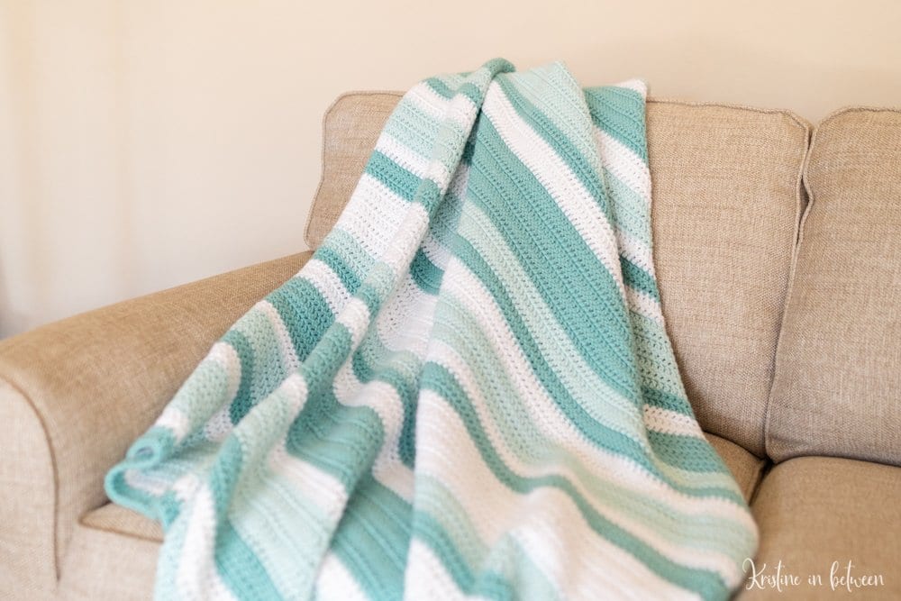 Crochet Blue and Gray Horizontal Striped blanket