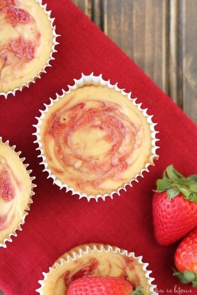 Individual strawberry cheesecakes made with no all whole food ingredients!