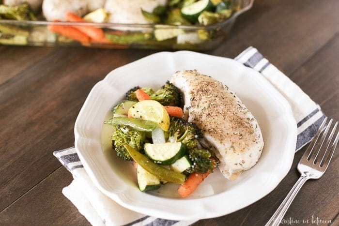 Healthy, quick and easy one-pan chicken & roasted veggies. It's what's for dinner!