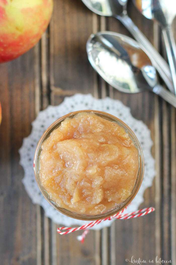 Homemade applesauce in the Crock-Pot made with no refined sugar! It's so good, you'll never buy applesauce again!