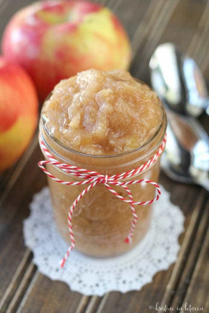 Homemade applesauce in the Crock-Pot made with no refined sugar! It's so good, you'll never buy applesauce again!