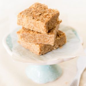 Three ingredient peanut butter oat bars made with real food ingredients and no refined sugar! They are a perfect snack!