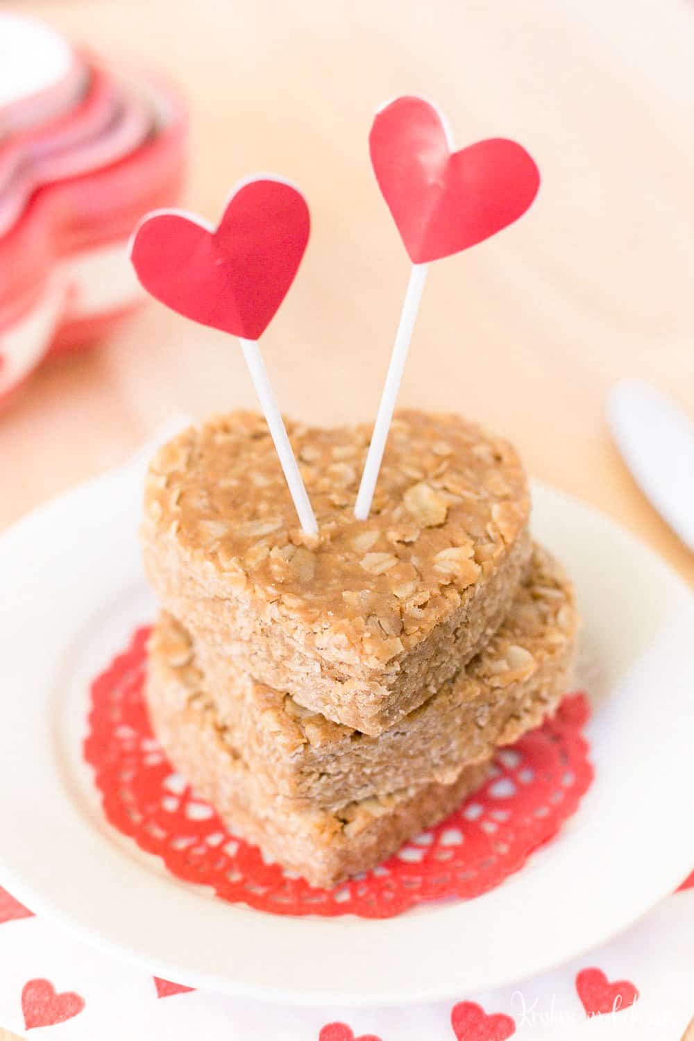 Four ingredient peanut butter oat bars made with real food ingredients and no refined sugar! They are a perfect snack!