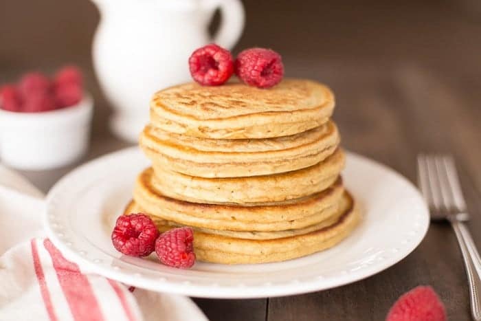 Delicious and easy recipe for whole what pancakes made with no refined sugar. Perfect for everyday pancakes!