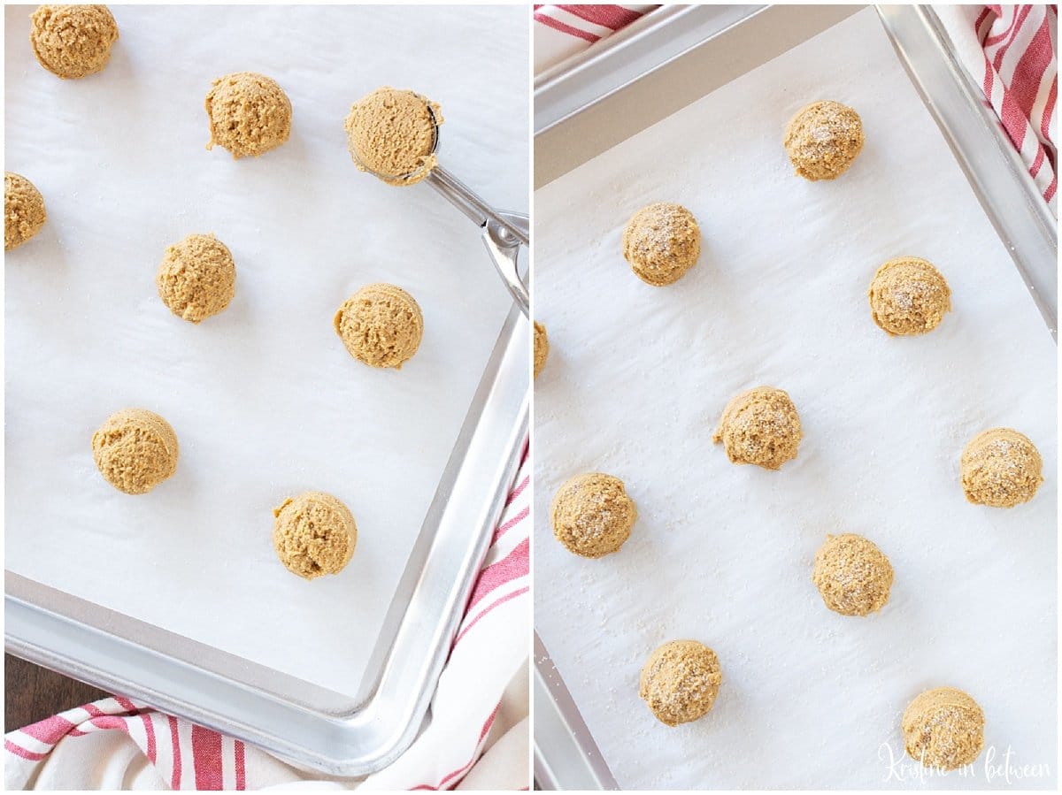 Process shots of how to make gingersnap cookies.