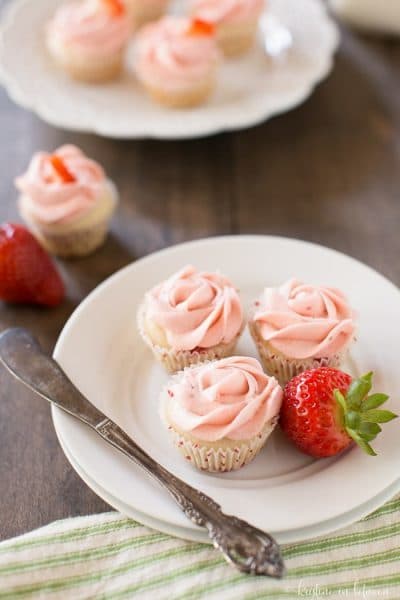 The best homemade strawberry cupcakes with strawberry buttercream frosting made from fresh strawberry puree!