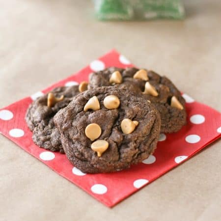 A Christmas favorite at our house, chocolate peanut butter chip cookies!