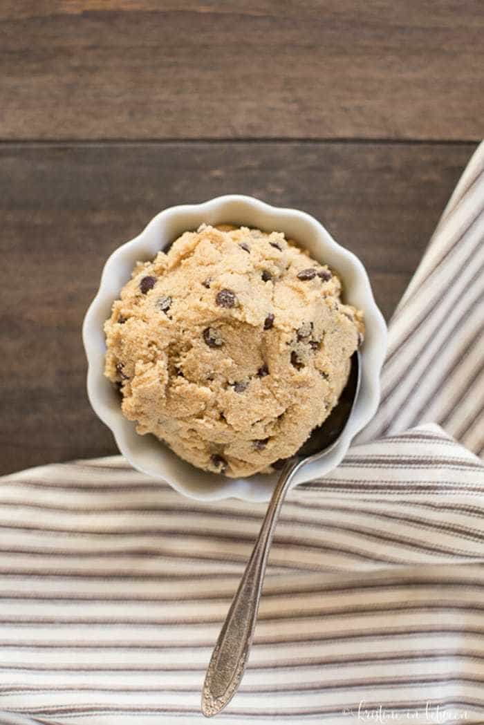 Simple ingredient edible cookie dough {eggless}. When you want a treat or add some to your favorite ice-cream to take it to the next level!