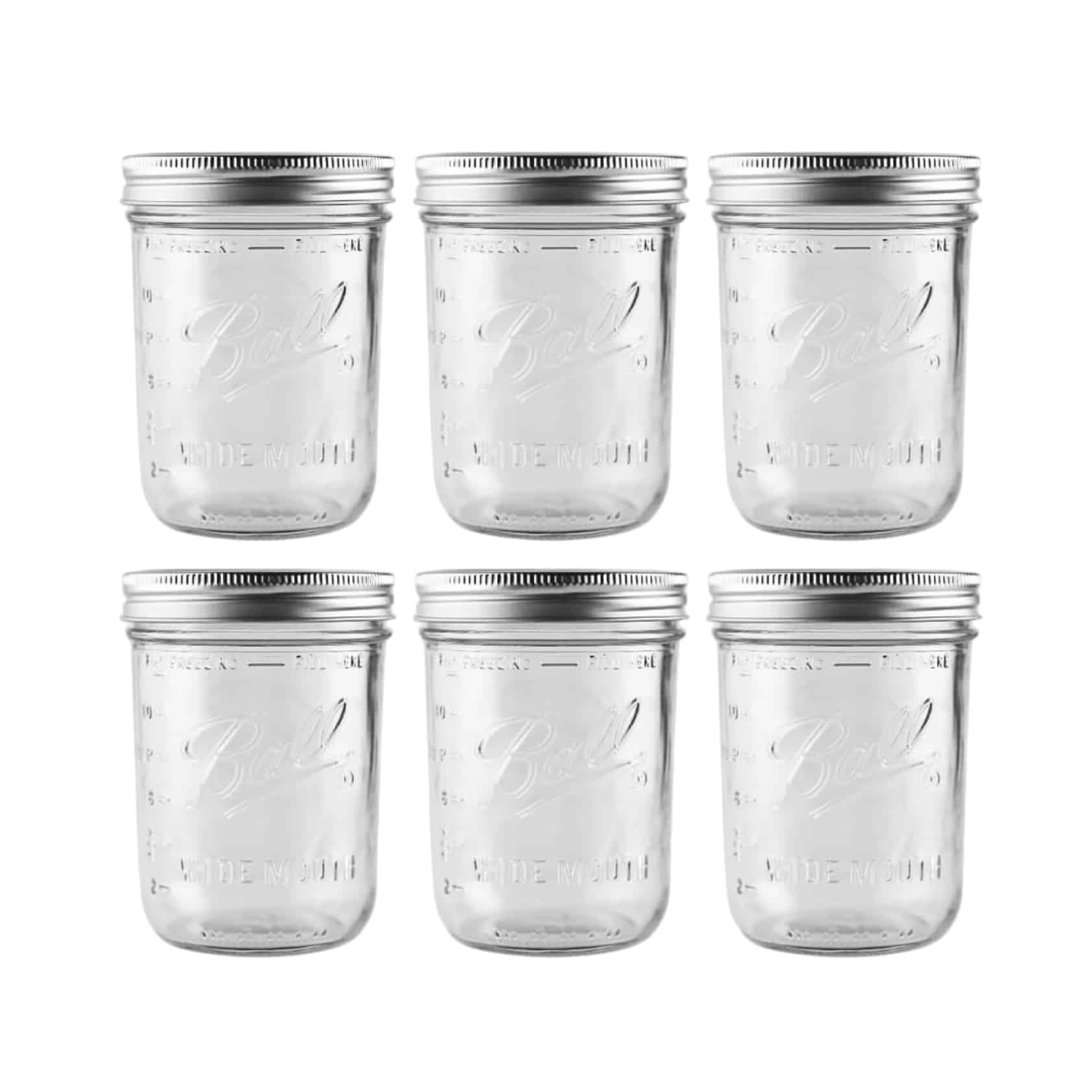 Ball 16 ounce wide mouth mason jars.