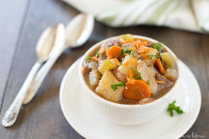 This healthy beef stew is a perfect way to kick-off fall! It's made in the Crock-Pot, so it's quick and easy!