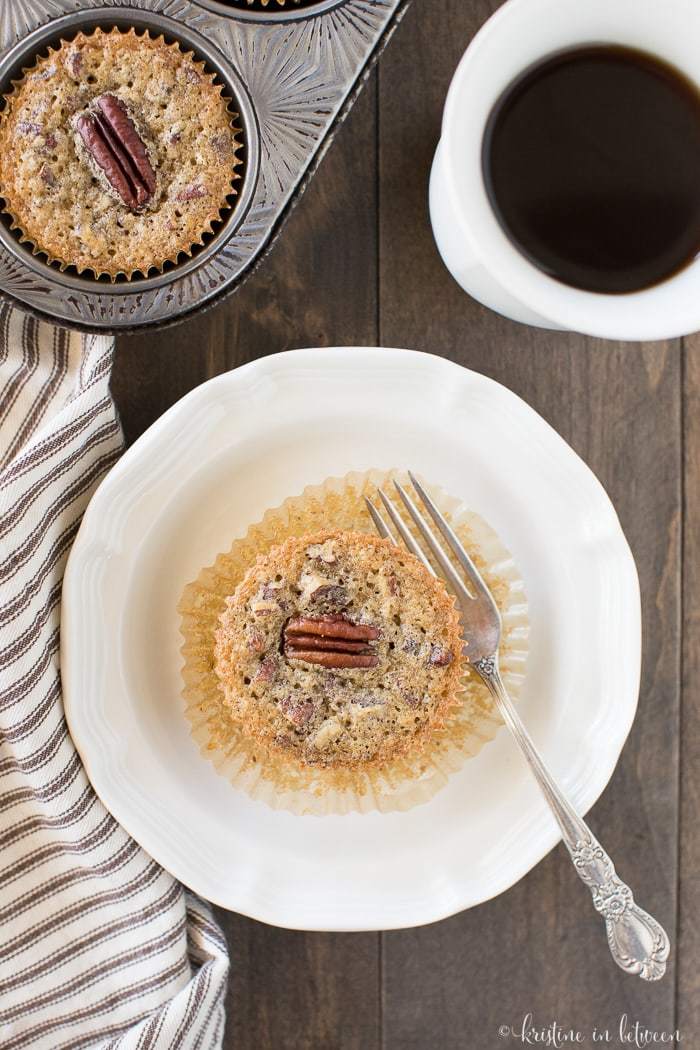 Forget the pecan pie! Make these little pecan pie muffins instead! They're so much easier and have all the pecan pie goodness!