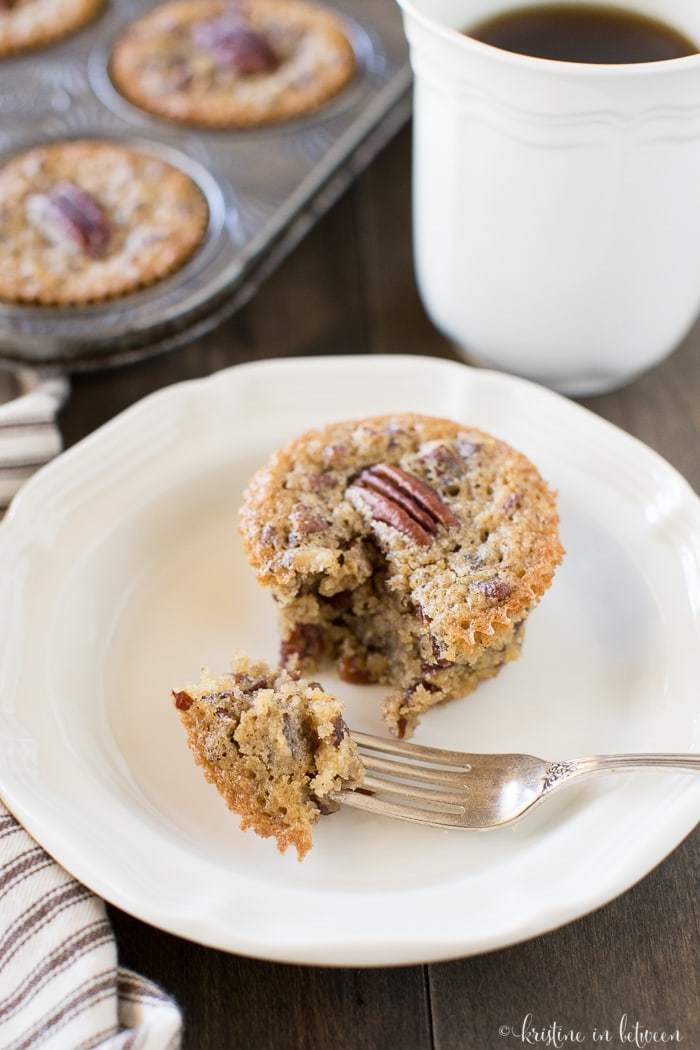 Forget the pecan pie! Make these little pecan pie muffins instead! They're so much easier and have all the pecan pie goodness!