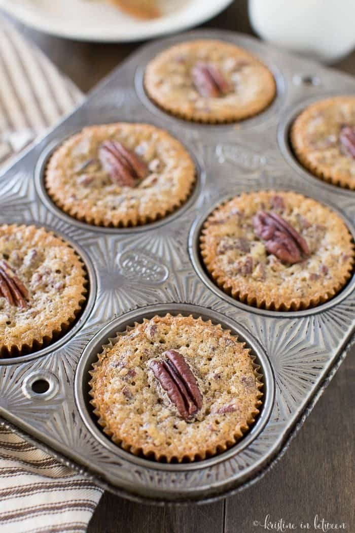 Forget the pecan pie! Make these little pecan pie muffins instead! They're so much easier and have all the pecan pie goodness!