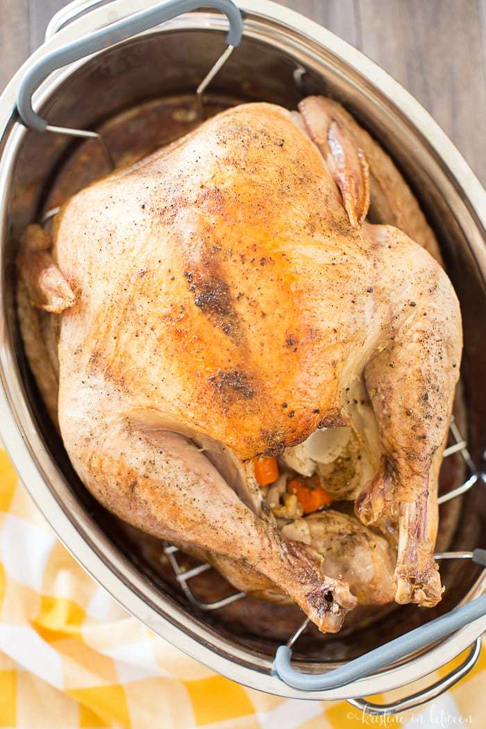 This moist and delicious simple turkey recipe can be made in any roasting pan and requires no basting!