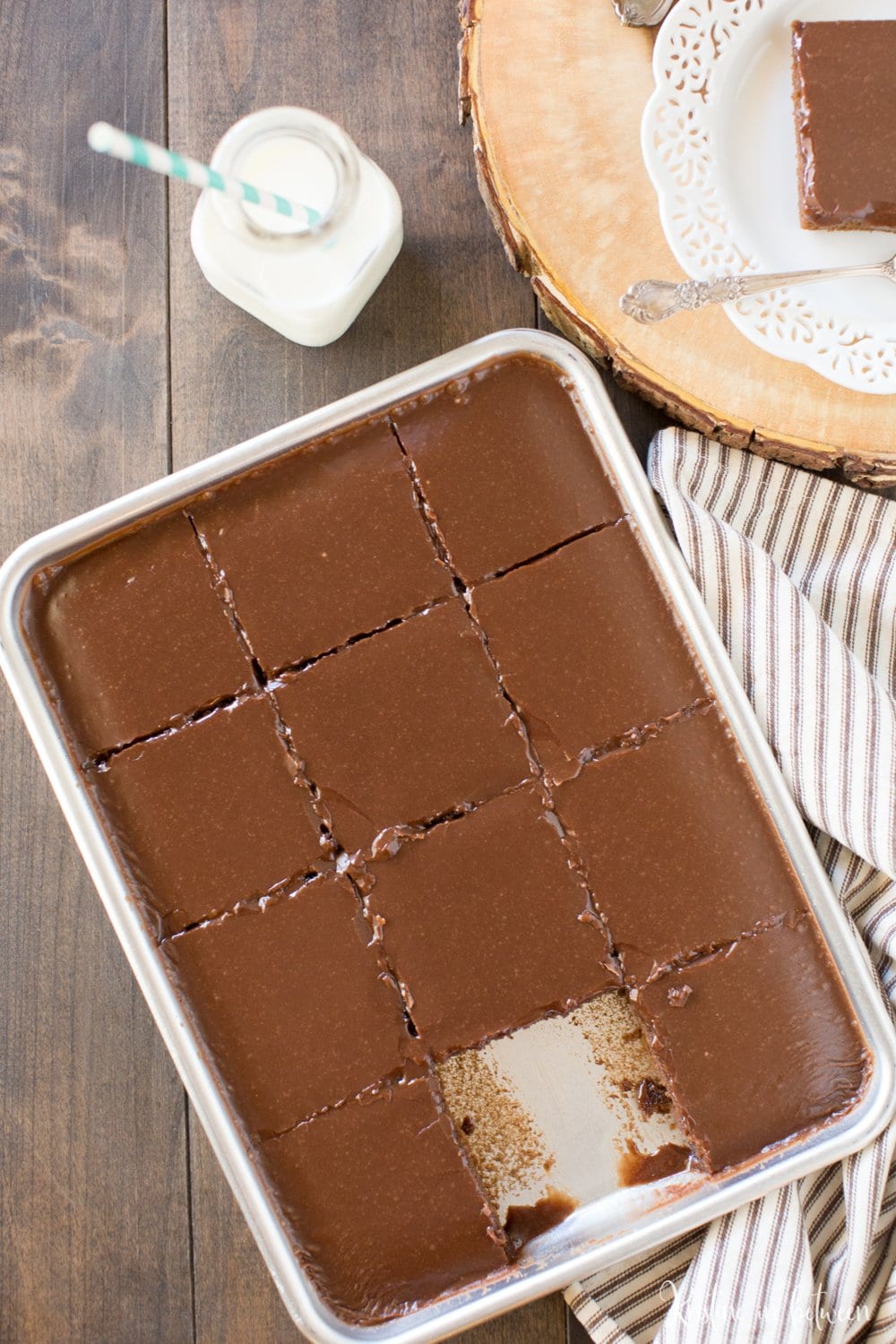 Is there anything more delightful than a soft, warm, chocolatey Texas sheet cake? No, I don't think so either! And even better, this small-batch recipe makes only a quarter of a sheet cake!