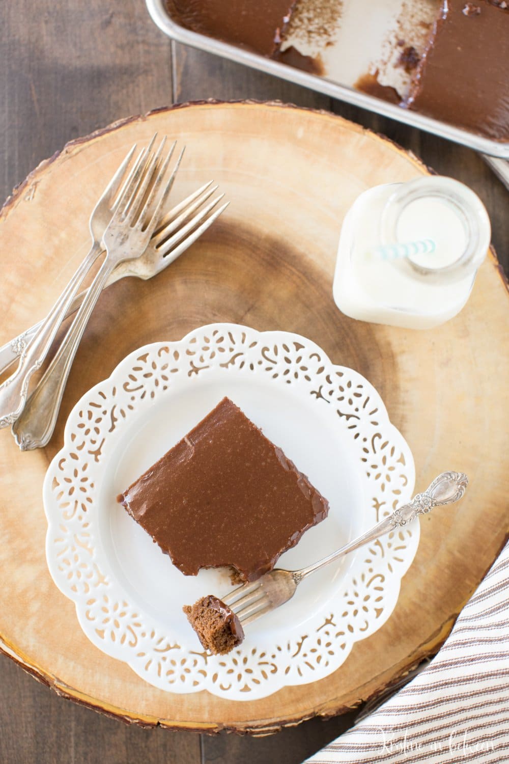 Is there anything more delightful than a soft, warm, chocolatey Texas sheet cake? No, I don't think so either! And even better, this small-batch recipe makes only a quarter of a sheet cake!