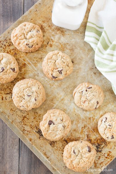 Thick and chewy chocolate chip coconut cookies!