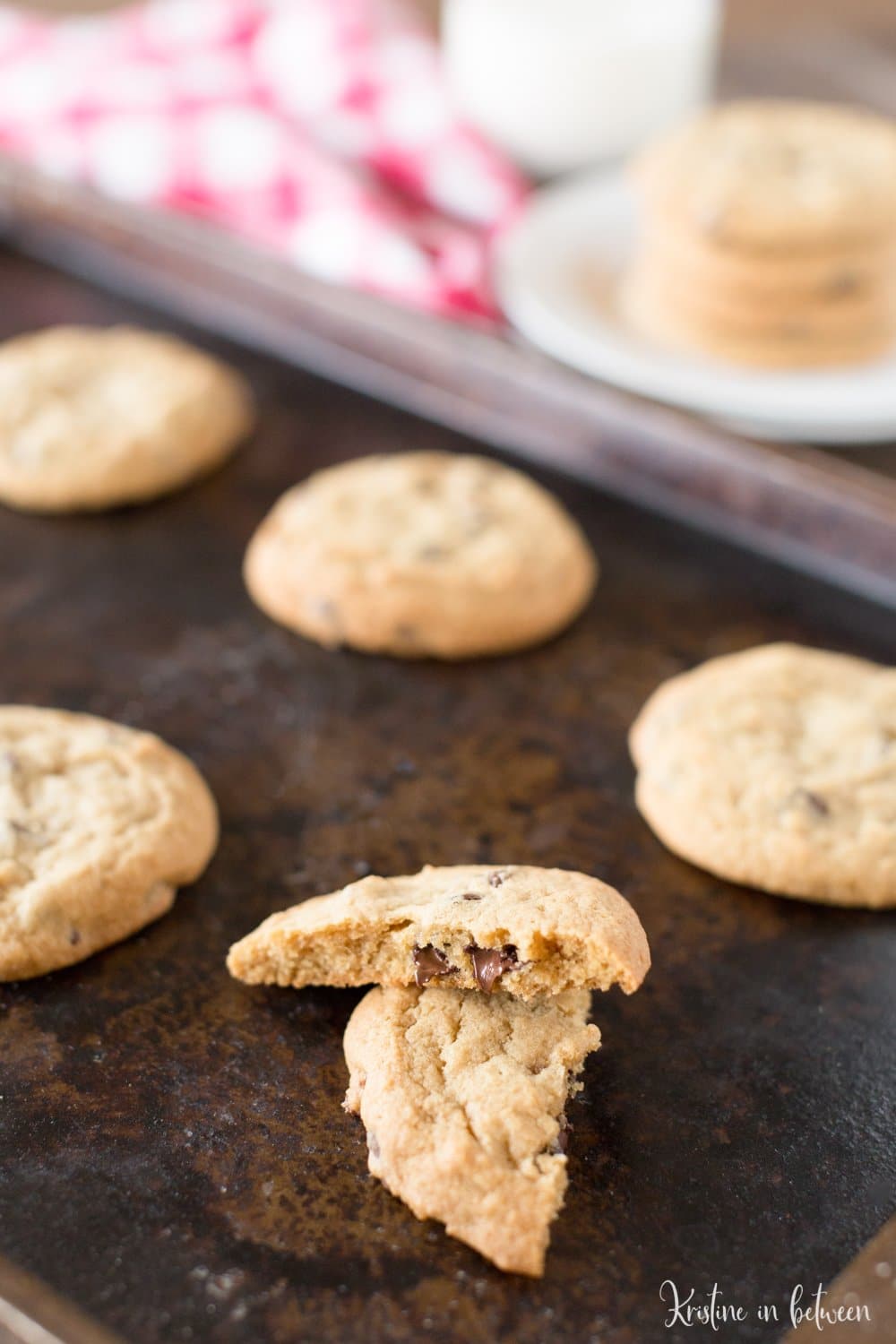 Giant chocolate chip cookies that are soft and chewy and loaded with chocolate chips!
