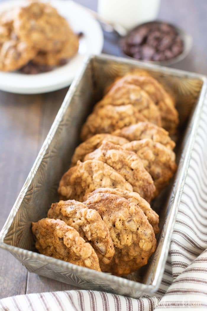 These are the perfect chewy oatmeal chocolate chip cookies!