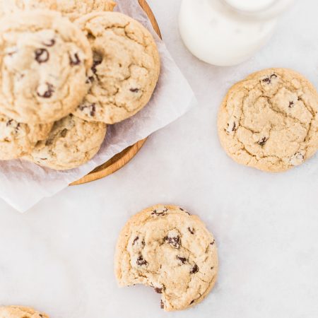 The best thick and chewy homestyle chocolate chip cookies.