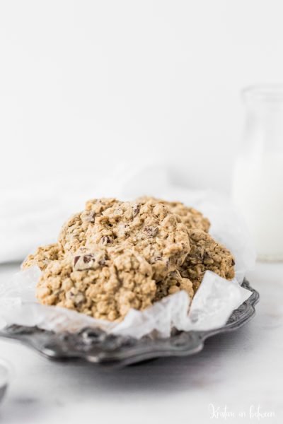 These thick and chewy oatmeal dark chocolate chunk cookies are sure to become a favorite!