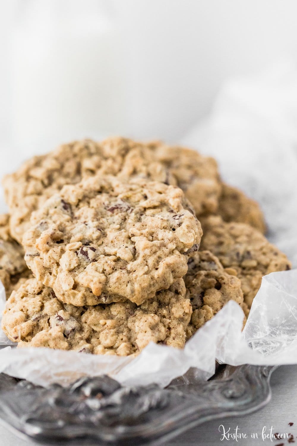 The very best traditional thick and chewy oatmeal dark chocolate chunk cookies!