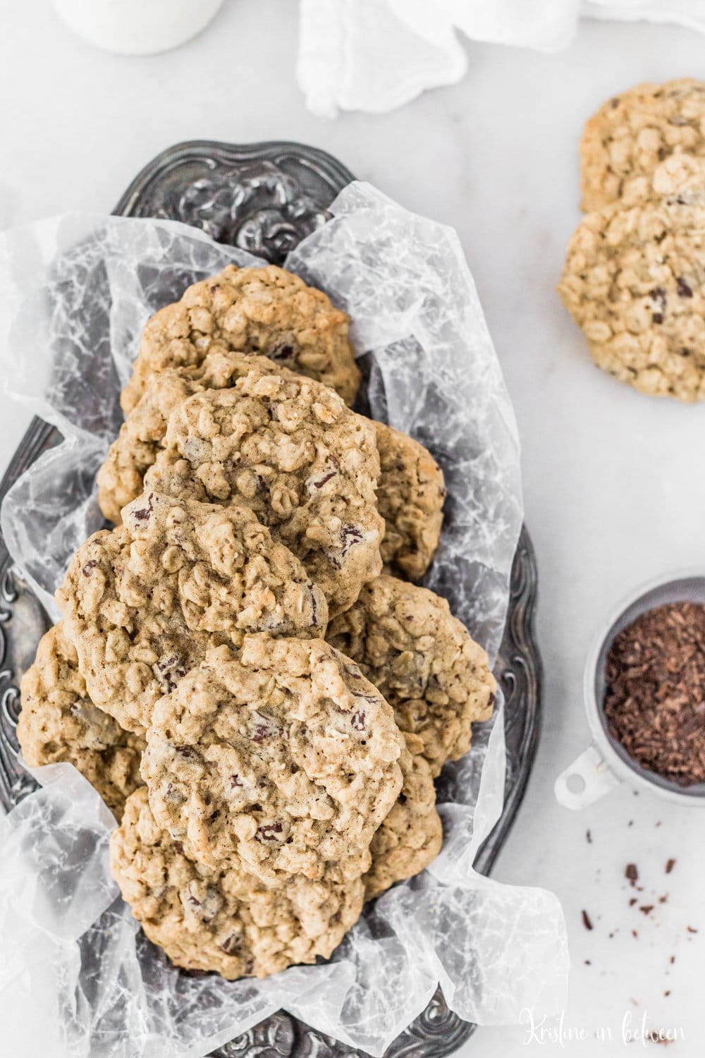 The very best traditional thick and chewy oatmeal dark chocolate chunk cookies!