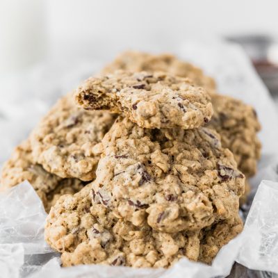 These thick and chewy oatmeal dark chocolate chunk cookies are sure to become a favorite!