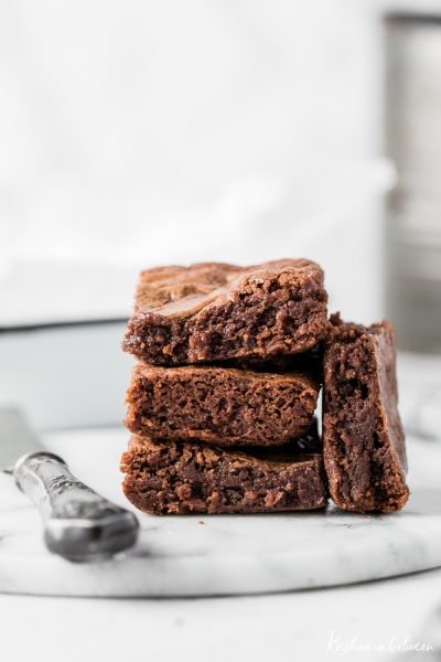 Super easy, thick and fudgy small-batch brownies for two!