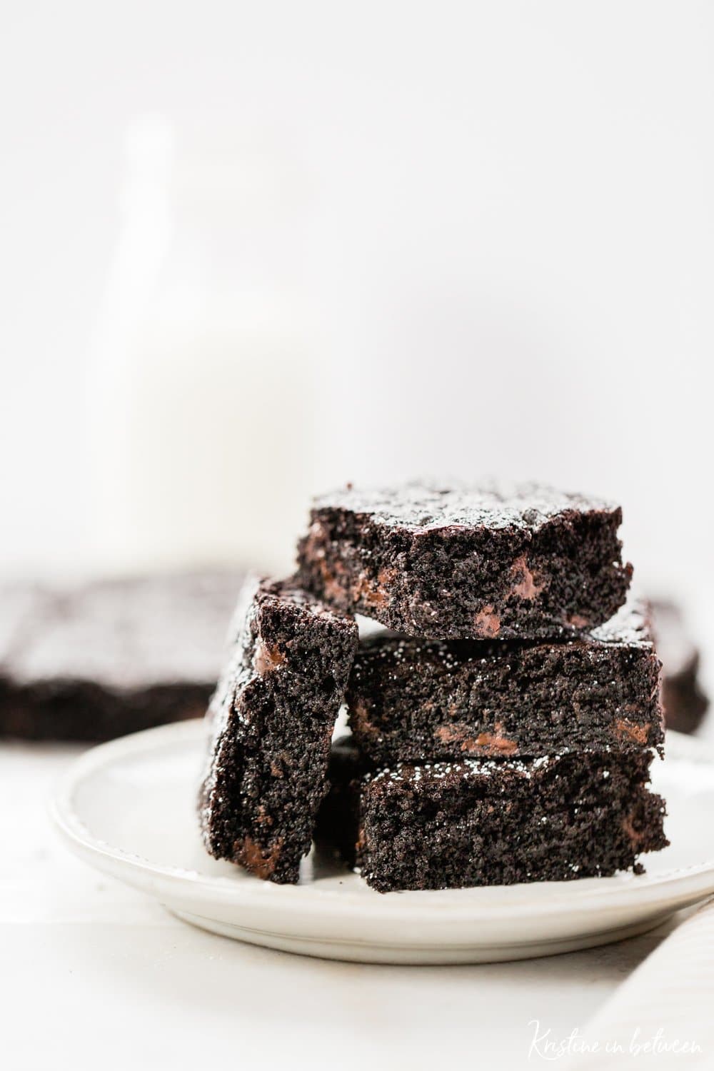 Super rich dark chocolate fudge brownies that are thick and chewy.