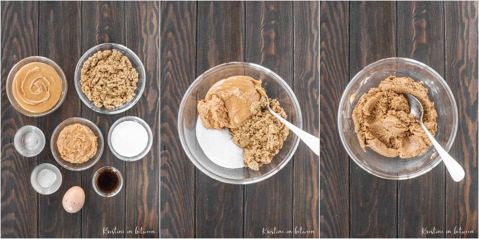 Step-by-step photos of how to make flourless peanut butter cookies.