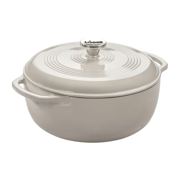 White 6 quart Lodge dutch oven.