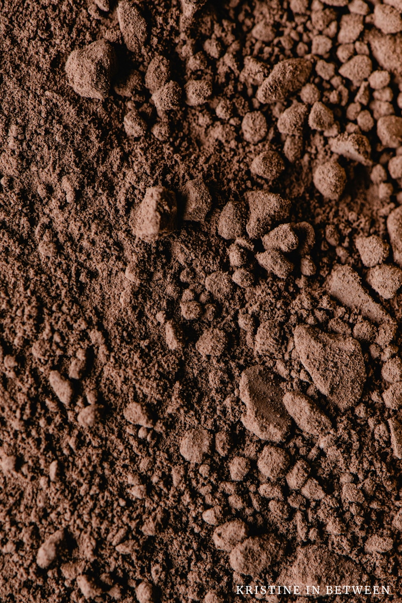 Cocoa powder spread on a plate showing the texture.