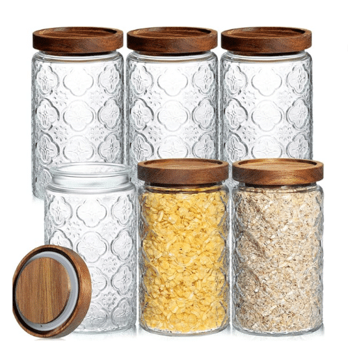 Textured glass jar set.